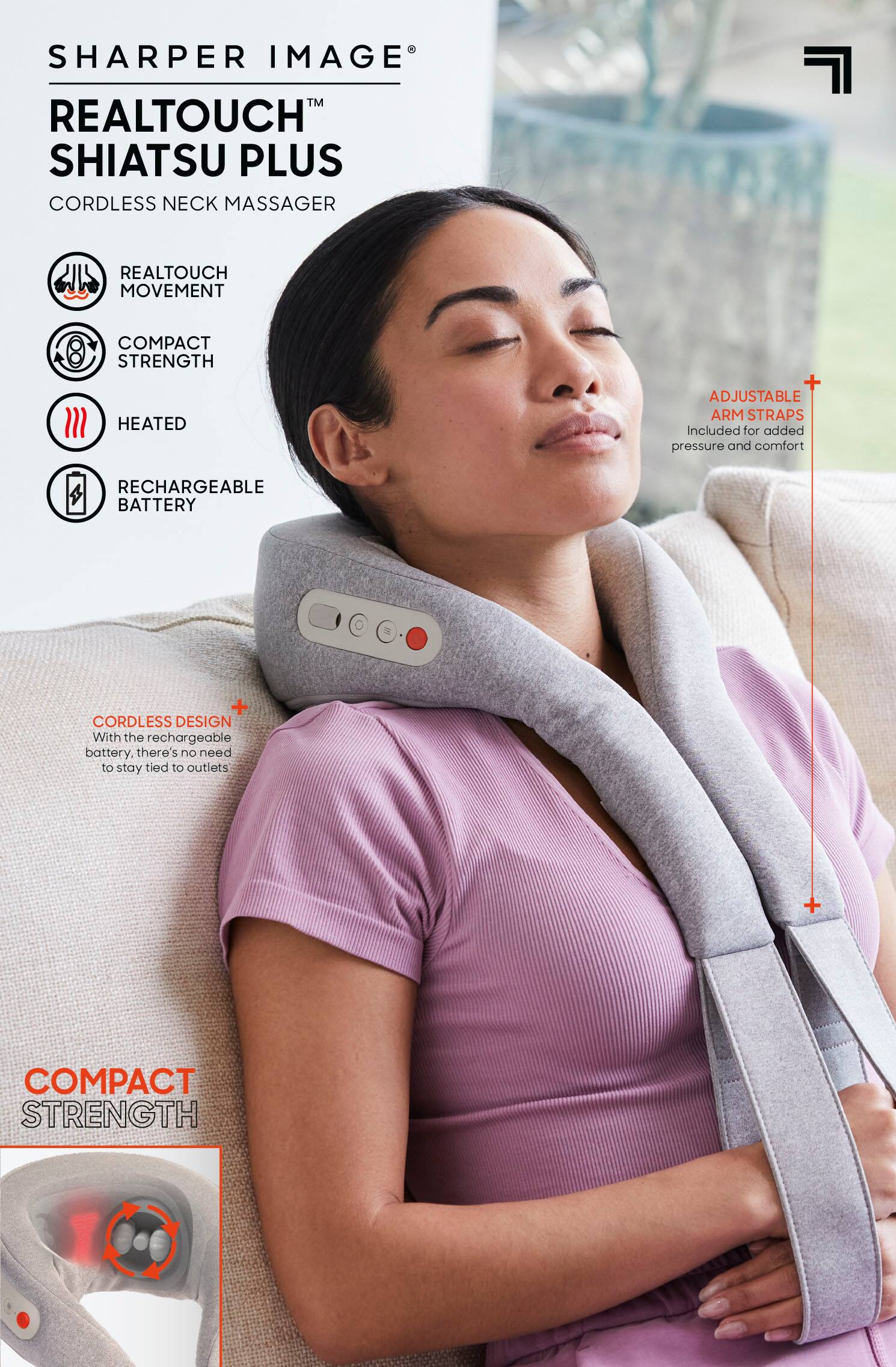Alt View 11. Sharper Image - Realtouch Shiatsu Plus Cordless Neck Massager - Gray.