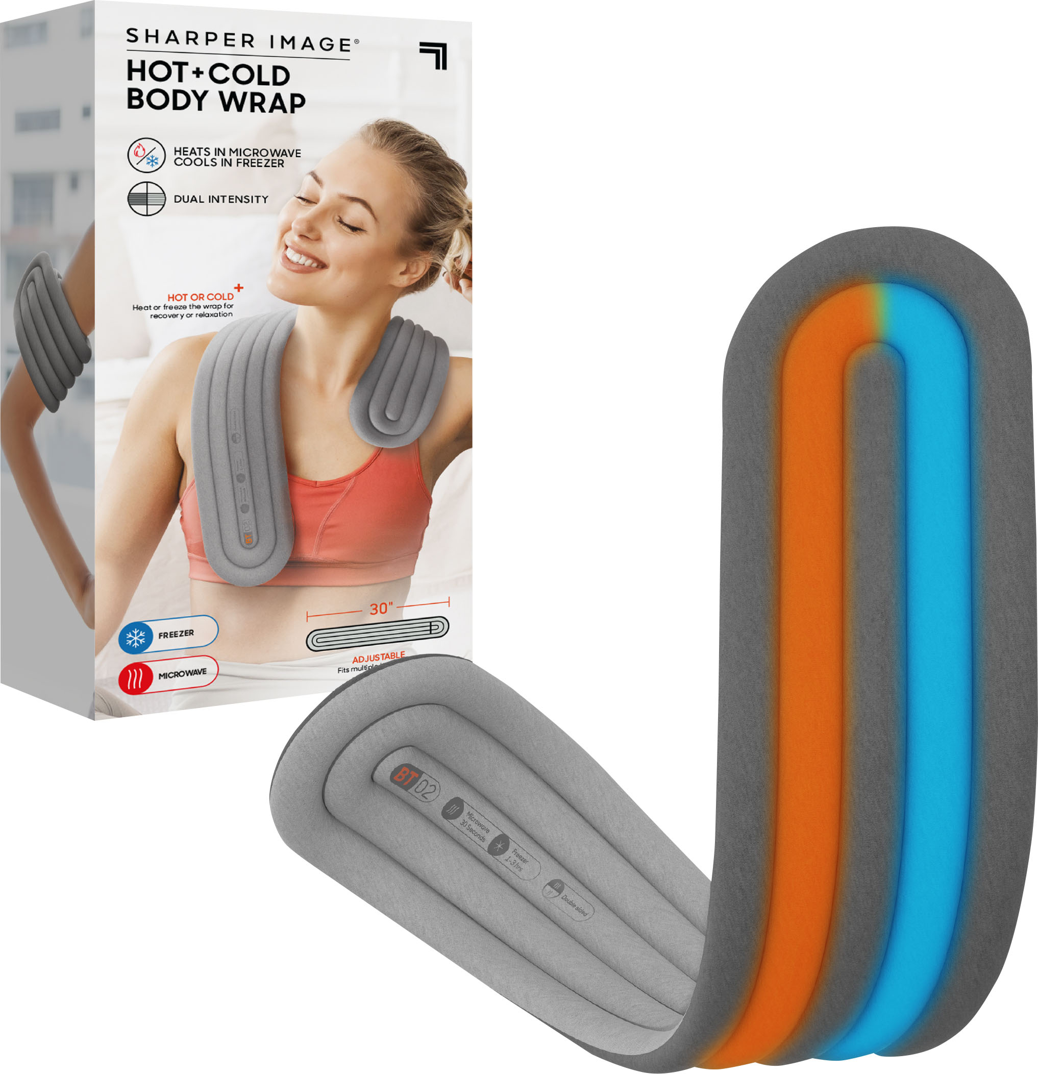 Angle View: Sharper Image - Hot + Cold Body Wrap, Dual Intensity Soft Fabric for Neck, Shoulders, Legs & Arms - Gray