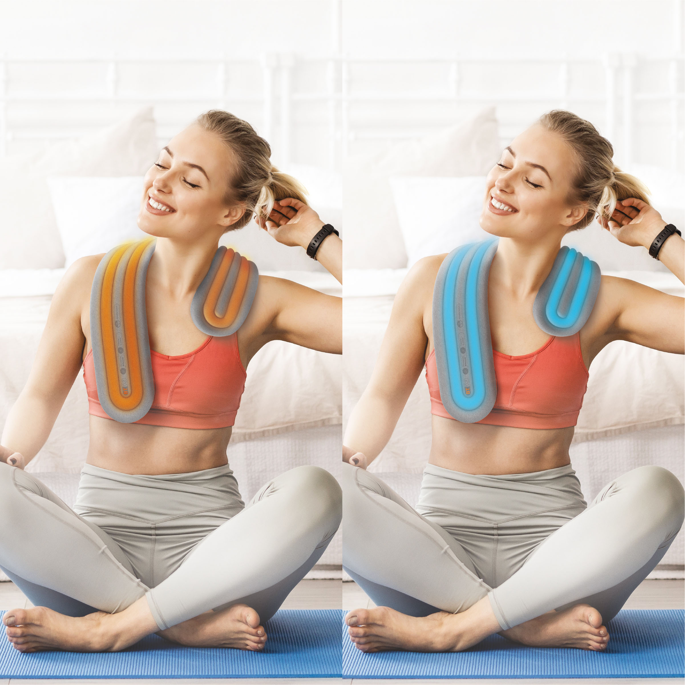 Left View: Sharper Image - Hot + Cold Body Wrap, Dual Intensity Soft Fabric for Neck, Shoulders, Legs & Arms - Gray