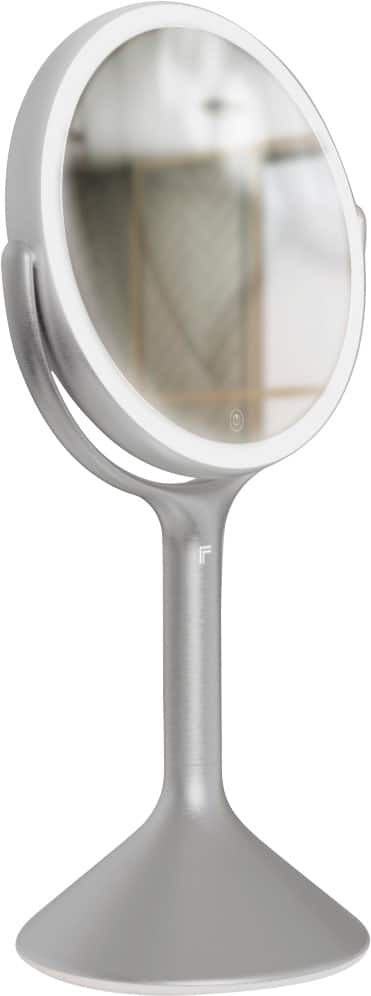 Angle. Sharper Image - SpaStudio Vanity 7-Inch LED Mirror - Silver.