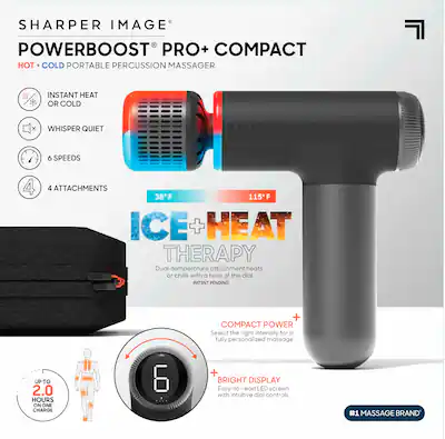 Sharper Image PowerBoost Pro+ Compact Hot & Cold Percussion Massager - Black Sharper Image PowerBoost Pro+ Compact Hot & Cold Percussion Massager - Black