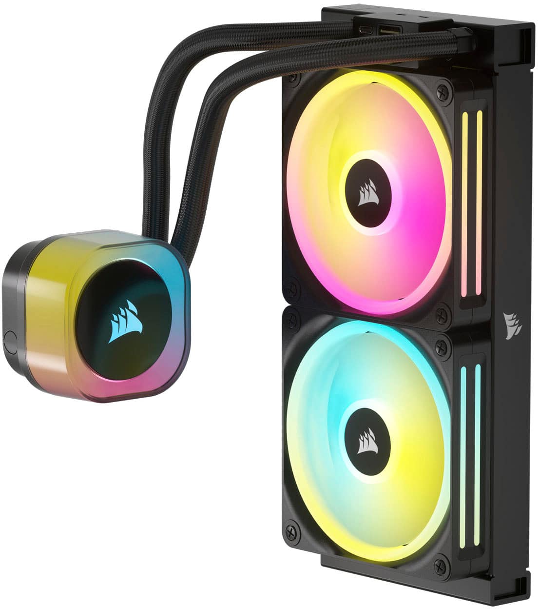 Alt View 11. CORSAIR - iCUE LINK H100i RGB Liquid CPU Cooler with QX120 RGB fans - Black.