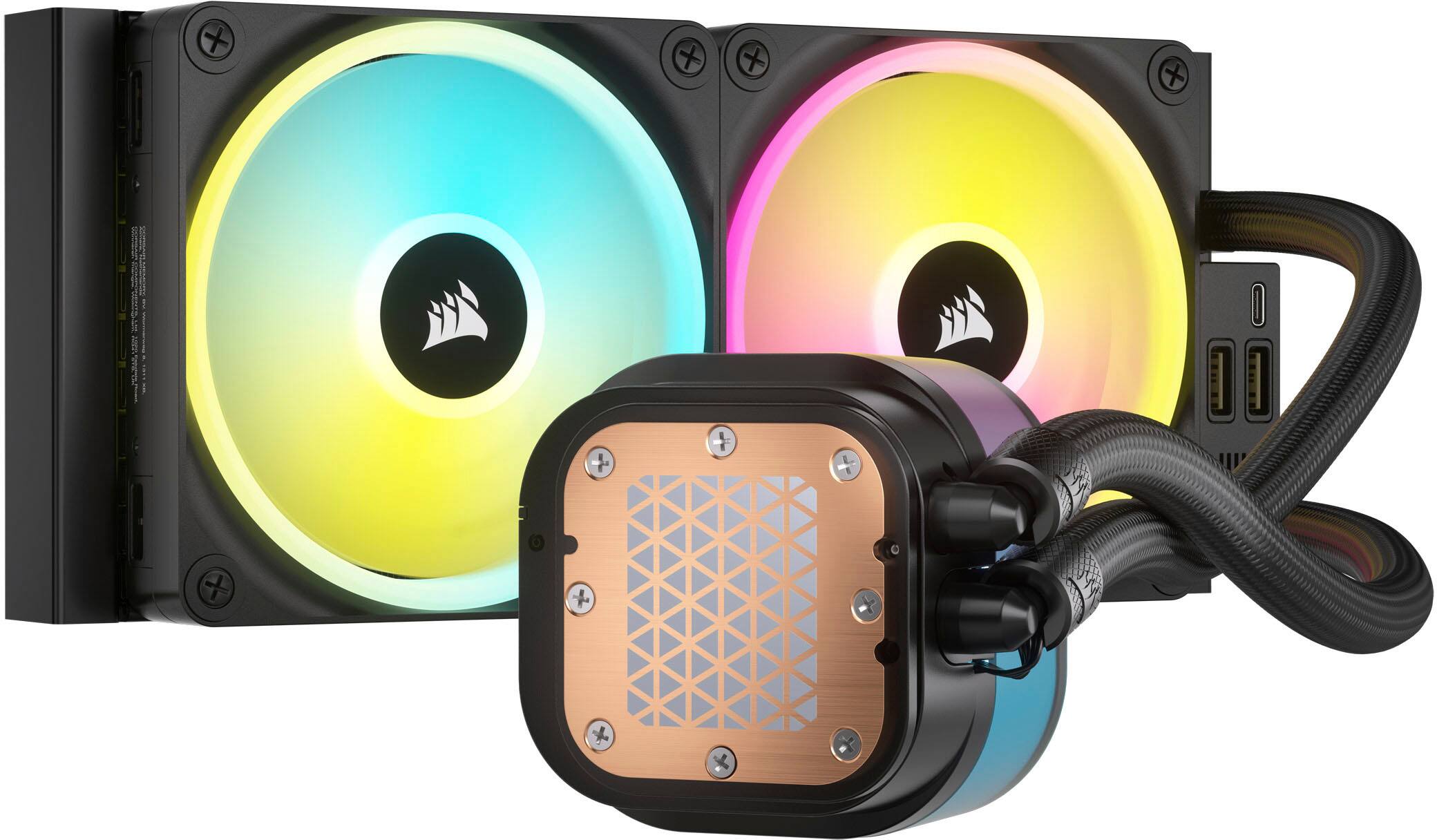 Alt View 12. CORSAIR - iCUE LINK H100i RGB Liquid CPU Cooler with QX120 RGB fans - Black.