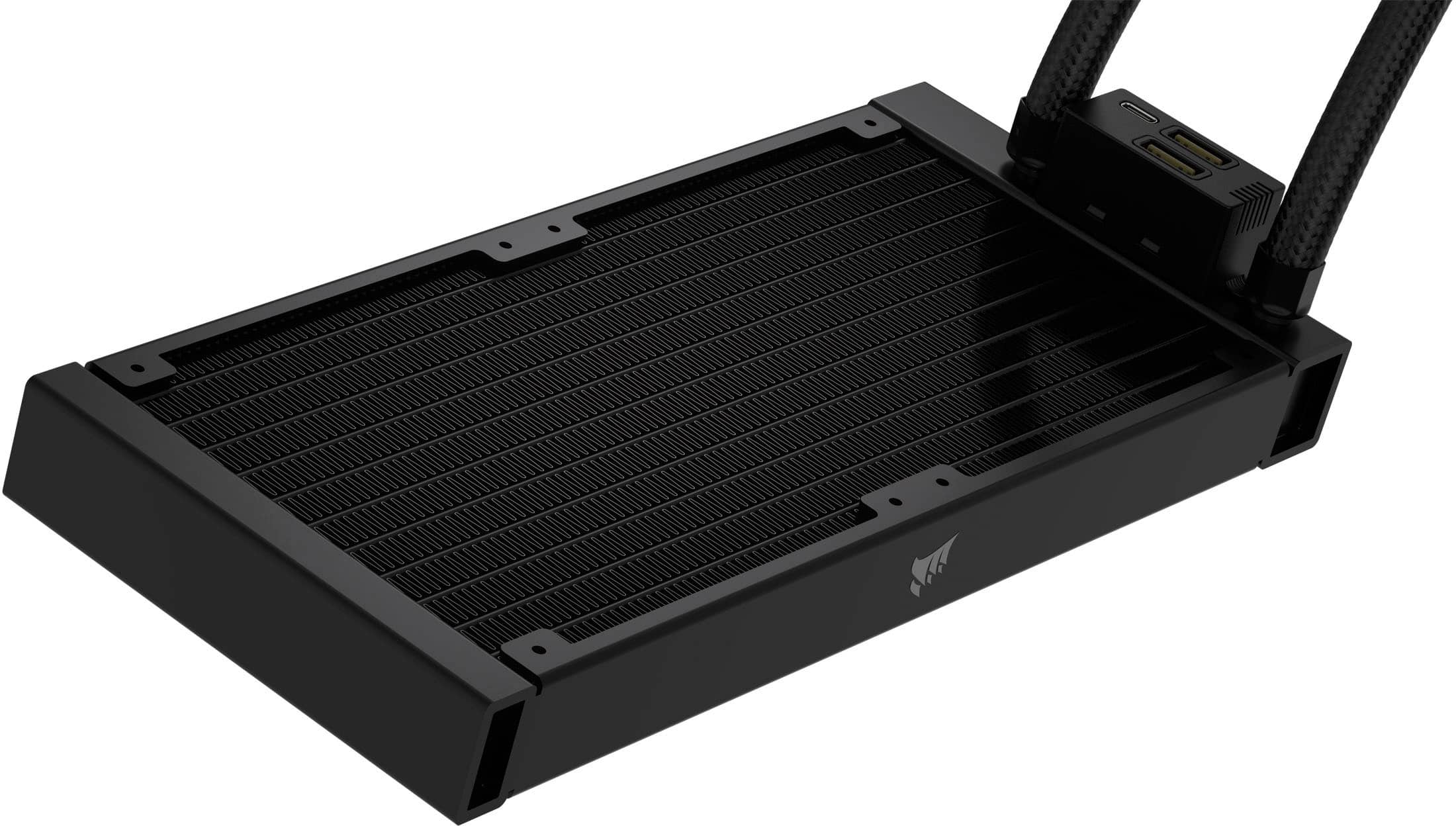 Alt View 19. CORSAIR - iCUE LINK H100i RGB Liquid CPU Cooler with QX120 RGB fans - Black.