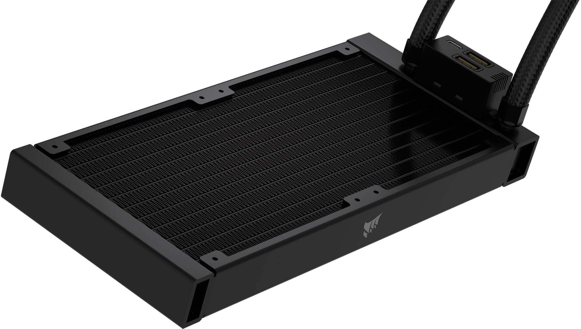 Alt View 19. CORSAIR - iCUE LINK H100i RGB Liquid CPU Cooler with QX120 RGB fans - Black.