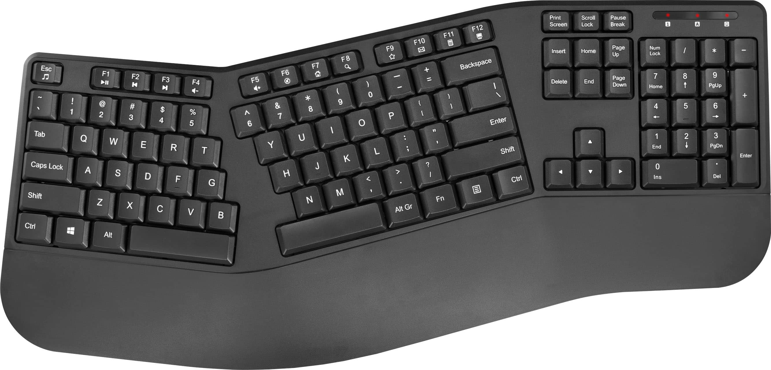 Insignia™ - Full-Size Wireless Ergonomic Membrane Keyboard - Black - Front_Zoom