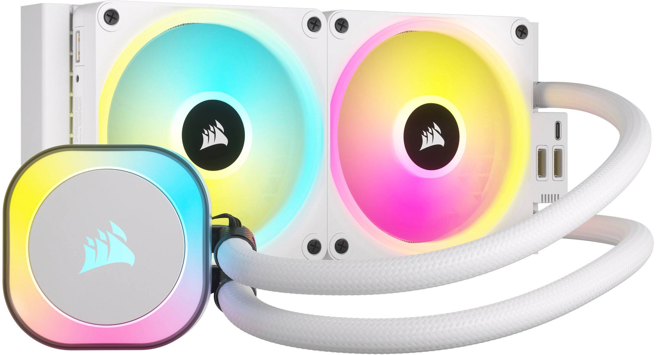 CORSAIR - iCUE LINK H100i RGB Liquid CPU Cooler with QX120 RGB fans - White