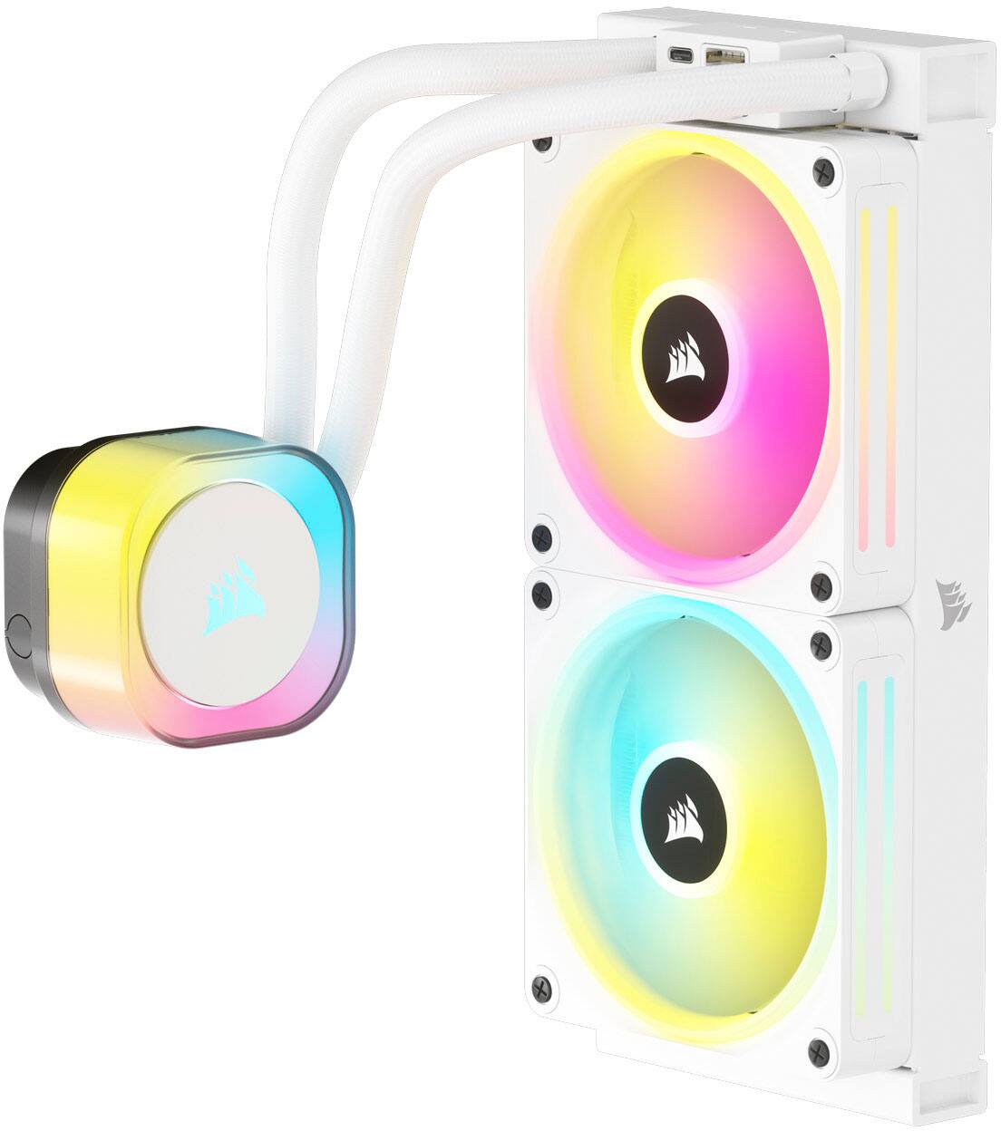 Alt View 11. CORSAIR - iCUE LINK H100i RGB Liquid CPU Cooler with QX120 RGB fans - White.