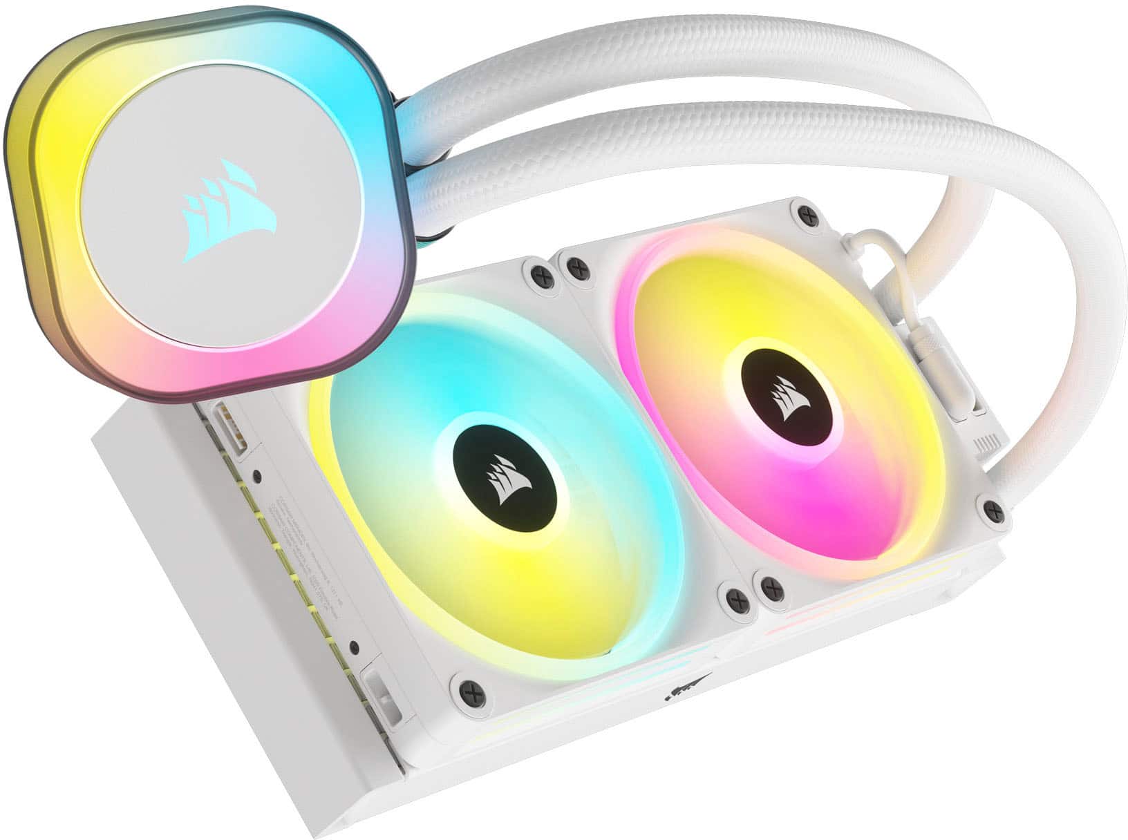 Alt View 12. CORSAIR - iCUE LINK H100i RGB Liquid CPU Cooler with QX120 RGB fans - White.