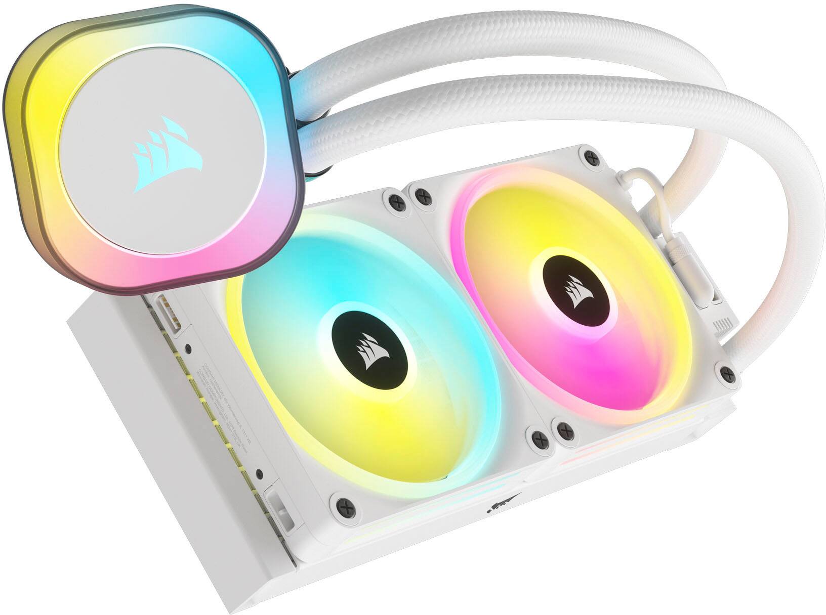 Alt View 12. CORSAIR - iCUE LINK H100i RGB Liquid CPU Cooler with QX120 RGB fans - White.