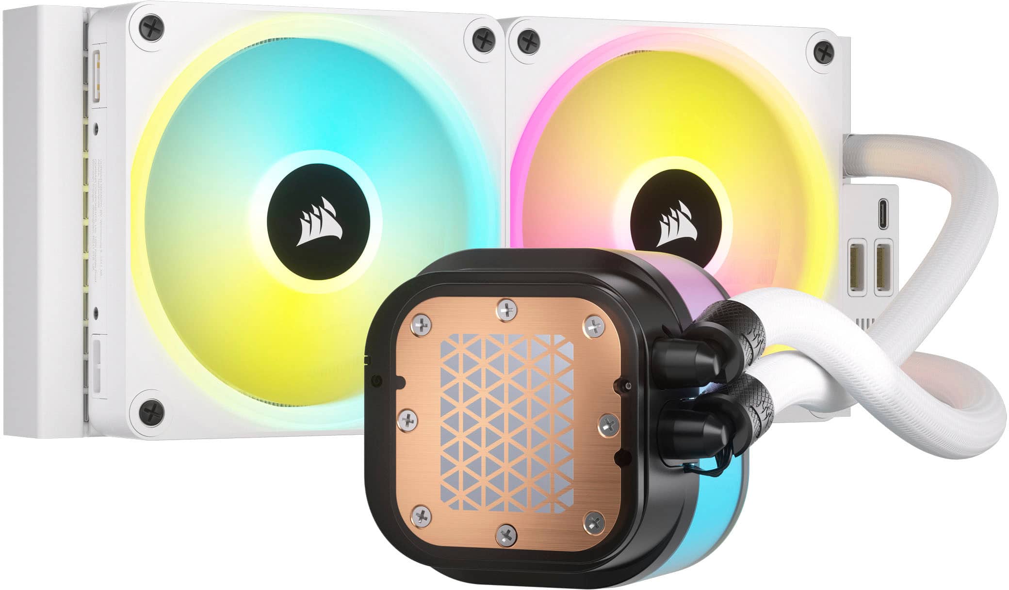 Alt View 13. CORSAIR - iCUE LINK H100i RGB Liquid CPU Cooler with QX120 RGB fans - White.