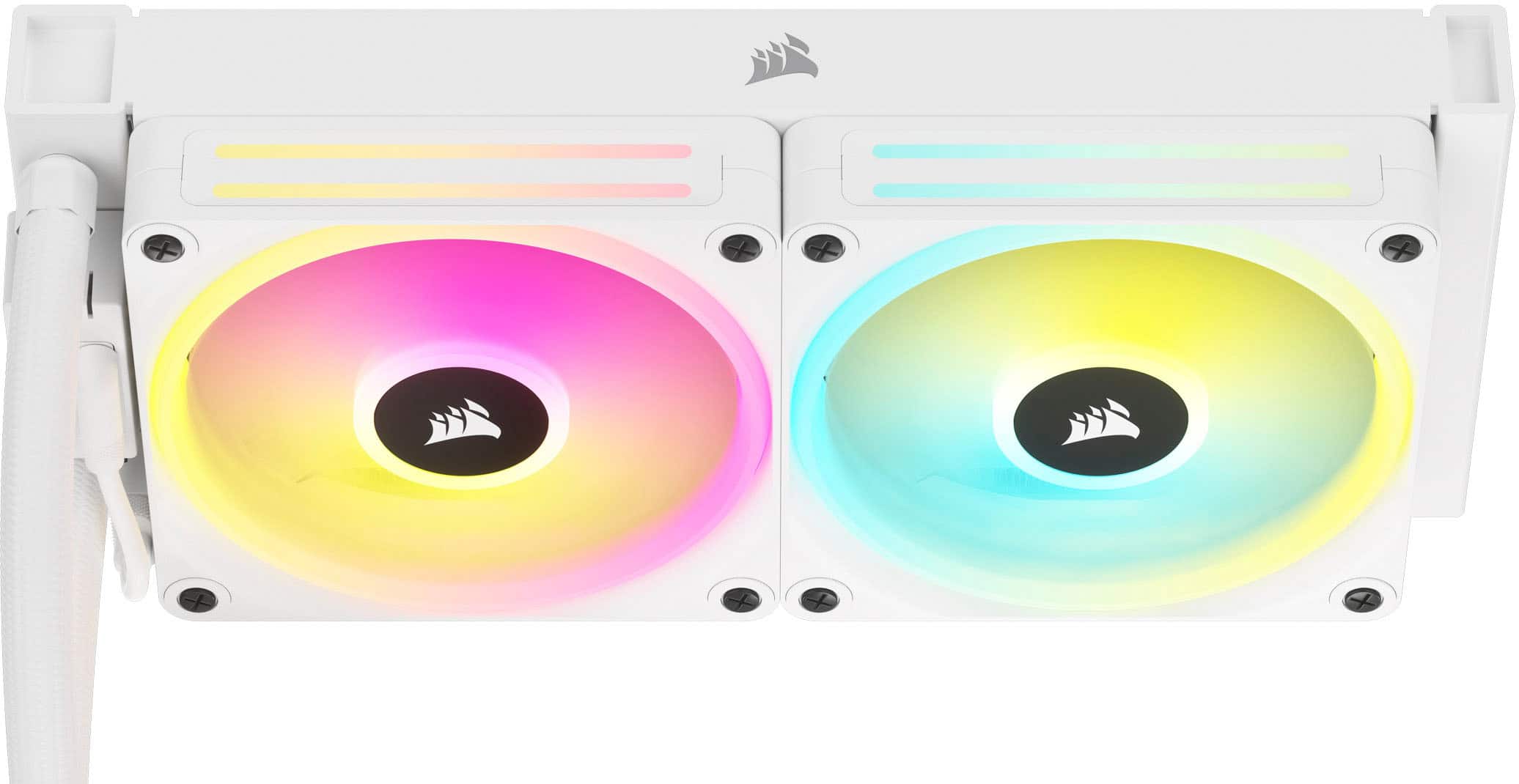 Alt View 1. CORSAIR - iCUE LINK H100i RGB Liquid CPU Cooler with QX120 RGB fans - White.