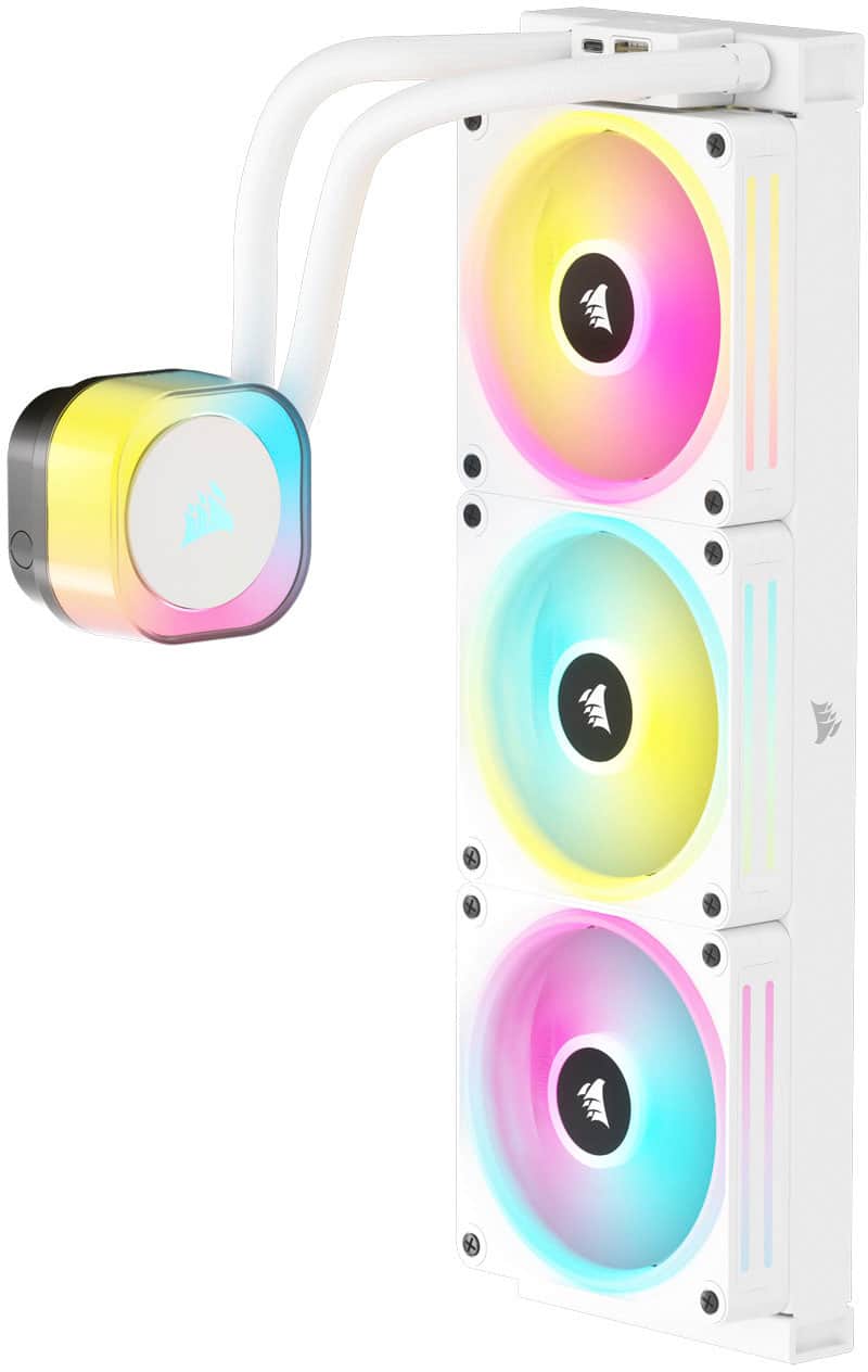 Alt View 12. CORSAIR - iCUE LINK H150i RGB Liquid CPU Cooler with QX120 RGB fans - White.