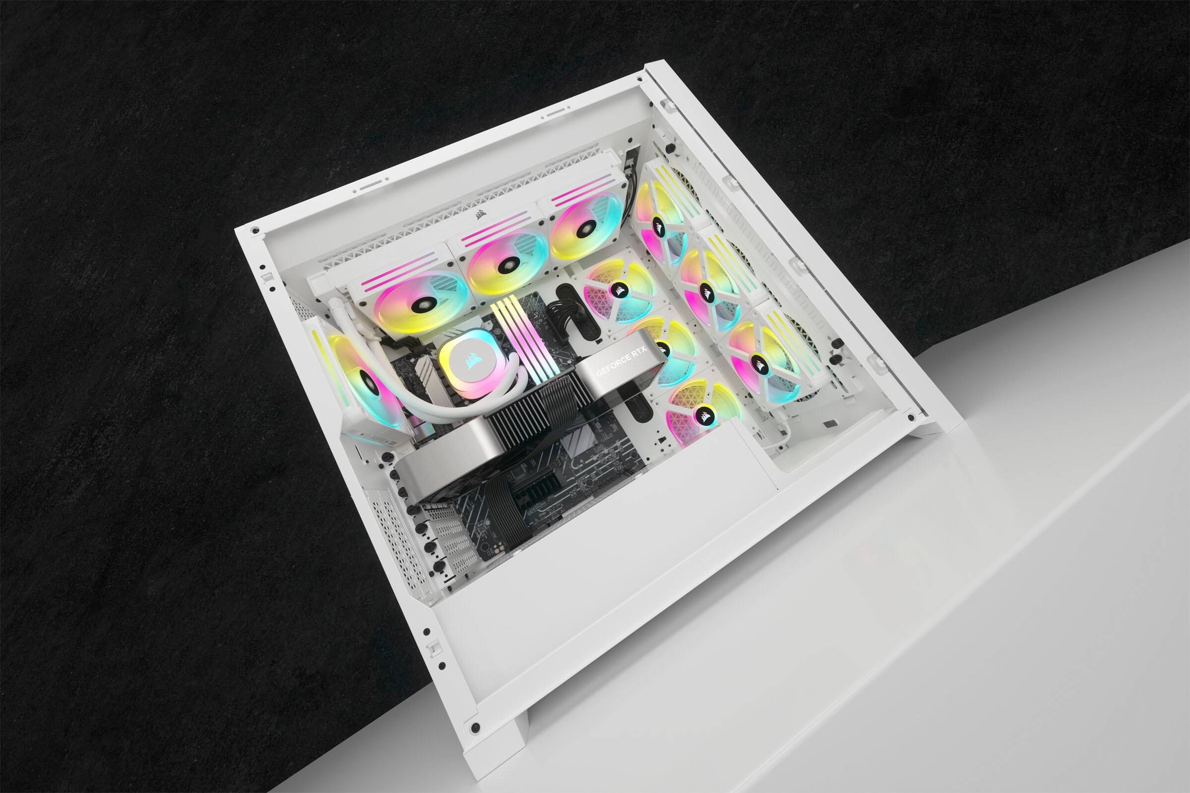 Alt View 24. CORSAIR - iCUE LINK H150i RGB Liquid CPU Cooler with QX120 RGB fans - White.