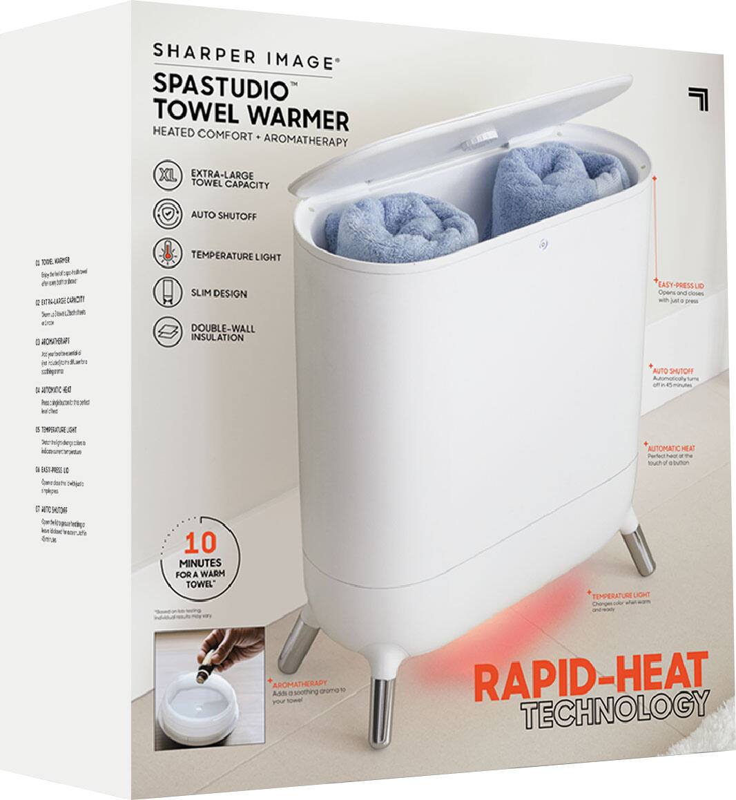 Alt View 15. Sharper Image - SpaStudio Towel Warmer, Heated Comfort + Aromatherapy - White.