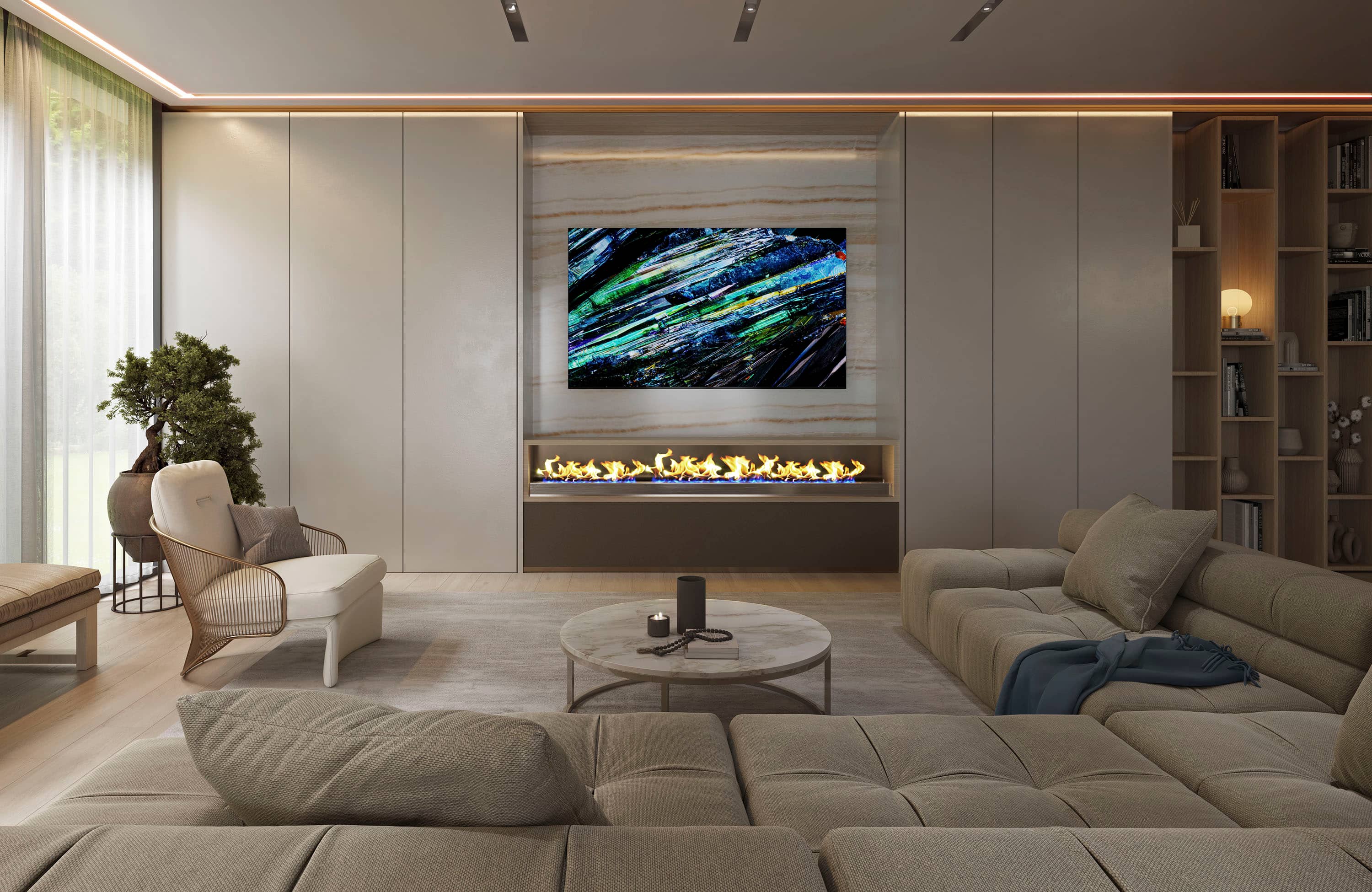 Alt View 16. Sony - 77" class BRAVIA XR A95L OLED 4K UHD Smart Google TV - Black.