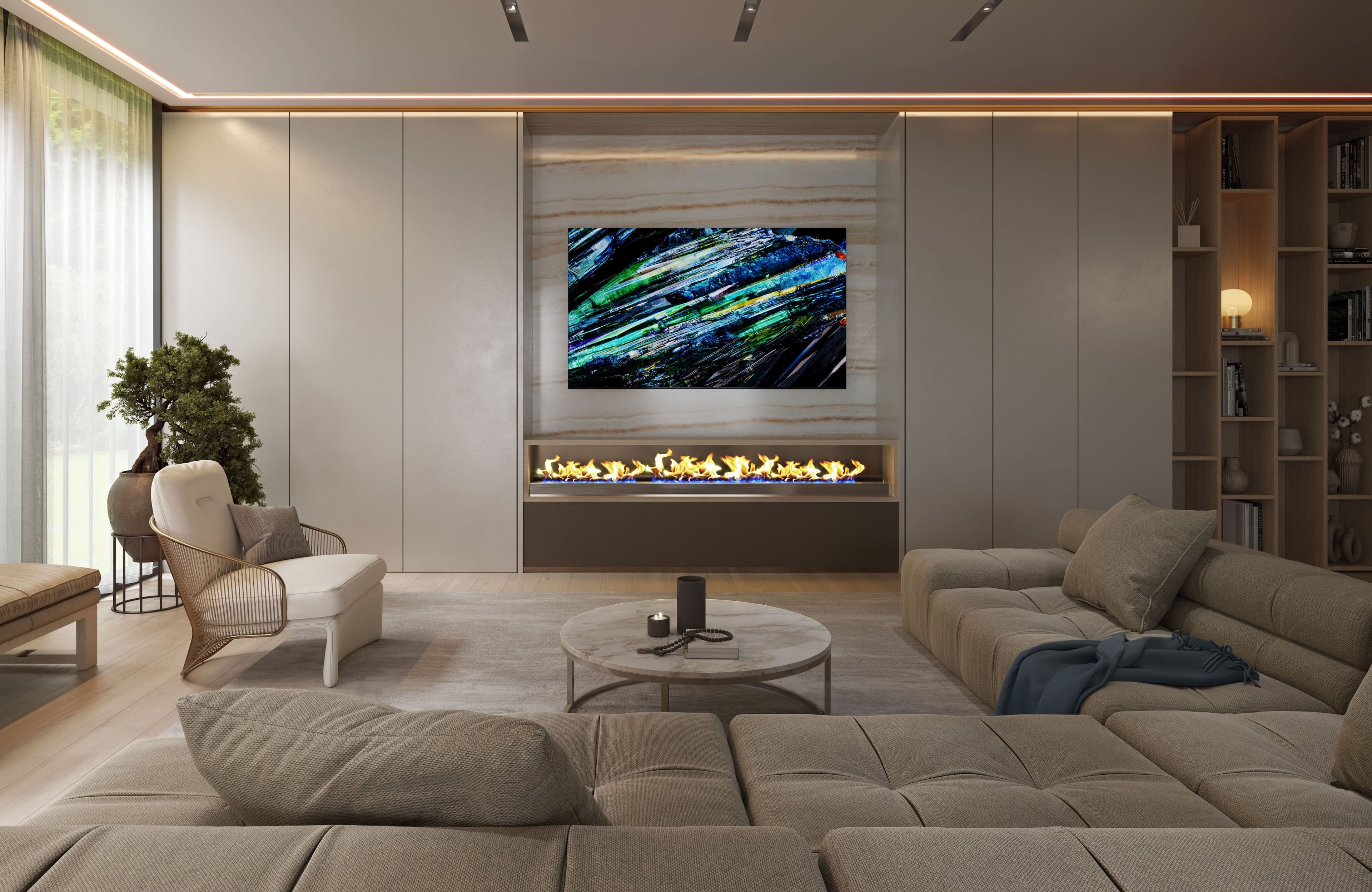 Alt View 16. Sony - 55" class BRAVIA XR A95L OLED 4K UHD Smart Google TV - Black.