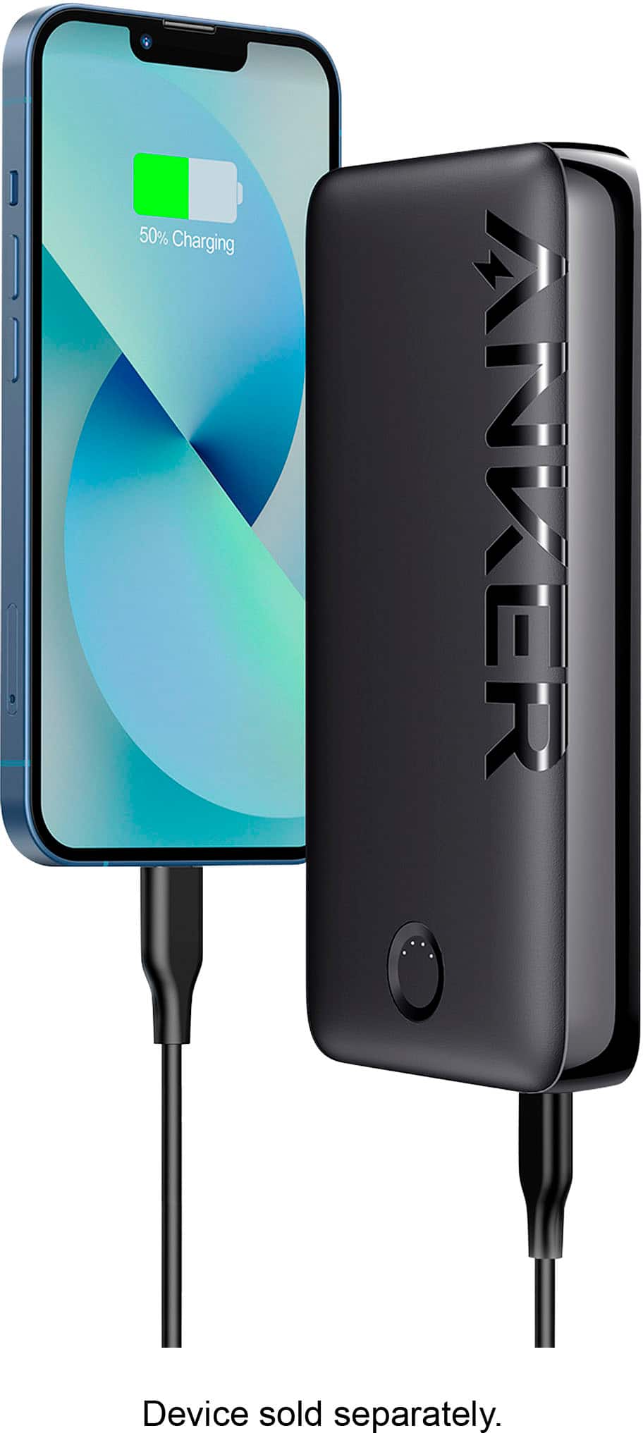 Alt View 2. Anker - Power Bank (20000mAh, 20W, 1-Port) - Black.