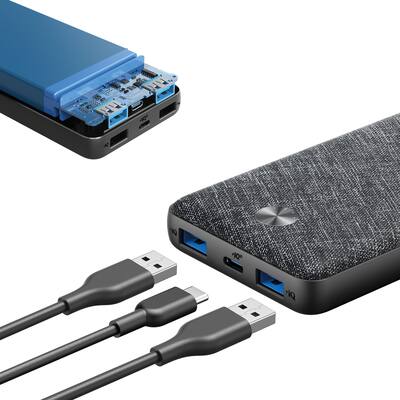 Anker Power Bank(10000mAh, 20W, 3 Port) Black A1248H11-1 - Open Anker Power Bank(10000mAh, 20W, 3 Port) Black A1248H11-1 - Open