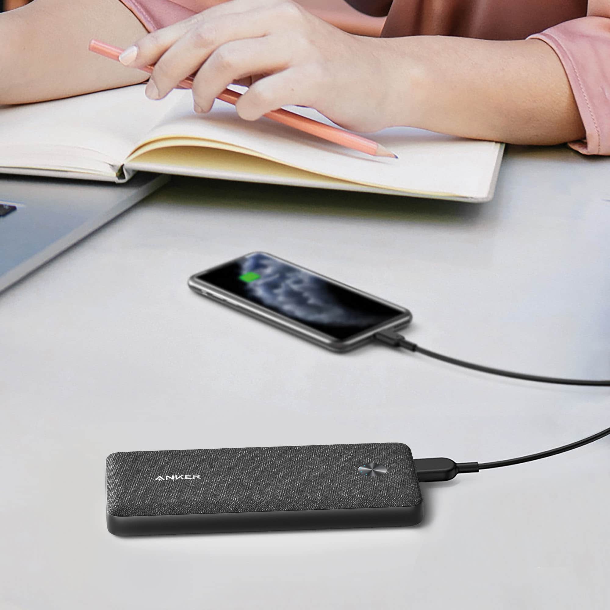 Alt View 3. Anker - Power Bank(10000mAh, 20W, 3-Port) - Black.