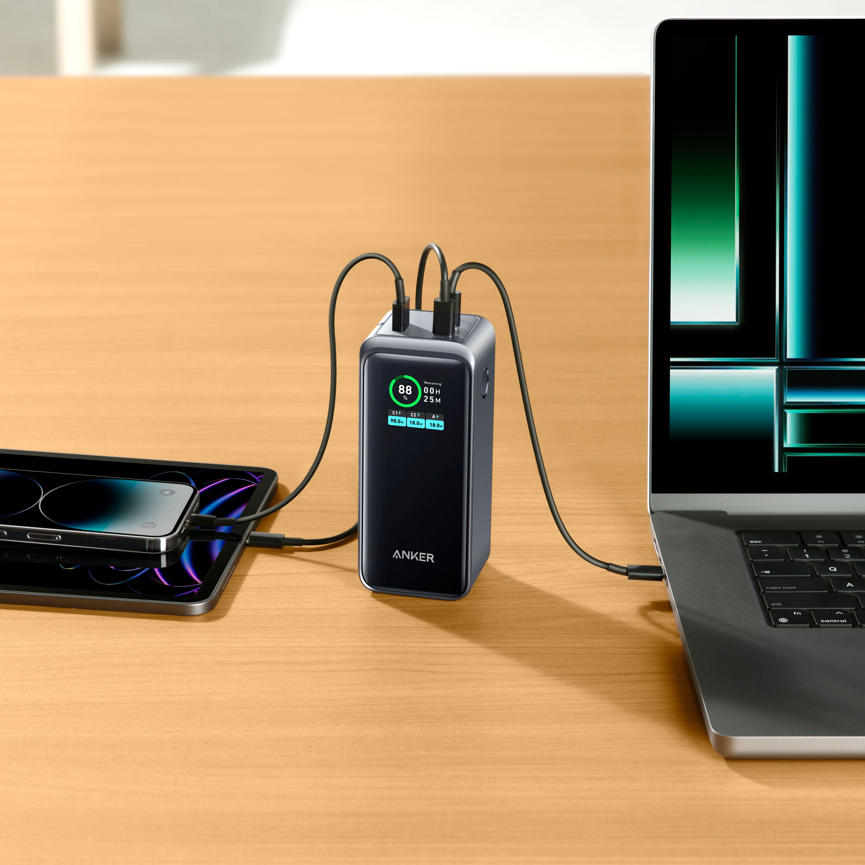 Alt View 11. Anker - Power Bank (20000mAh, 200W, 3-Port) - Black.