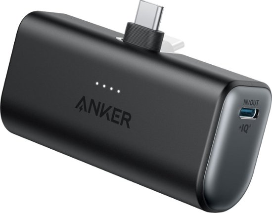 Anker Nano Power Bank with Built in Foldable USB C Connector Black