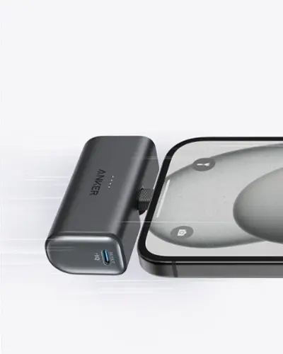Anker - Nano Power Bank with Built-in Foldable USB-C Connector - Black
