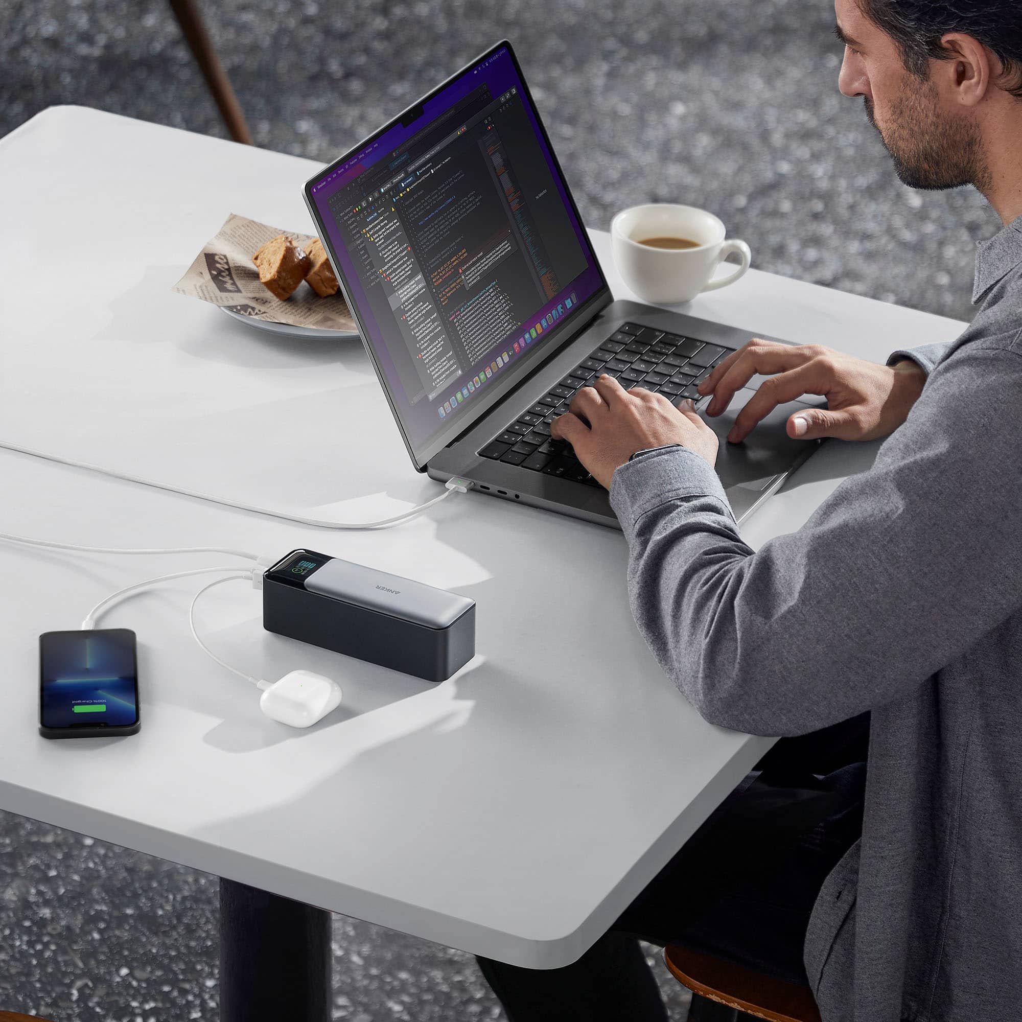 Alt View 11. Anker - Power Bank (24000mAh, 140W, 3-Port) - Black.