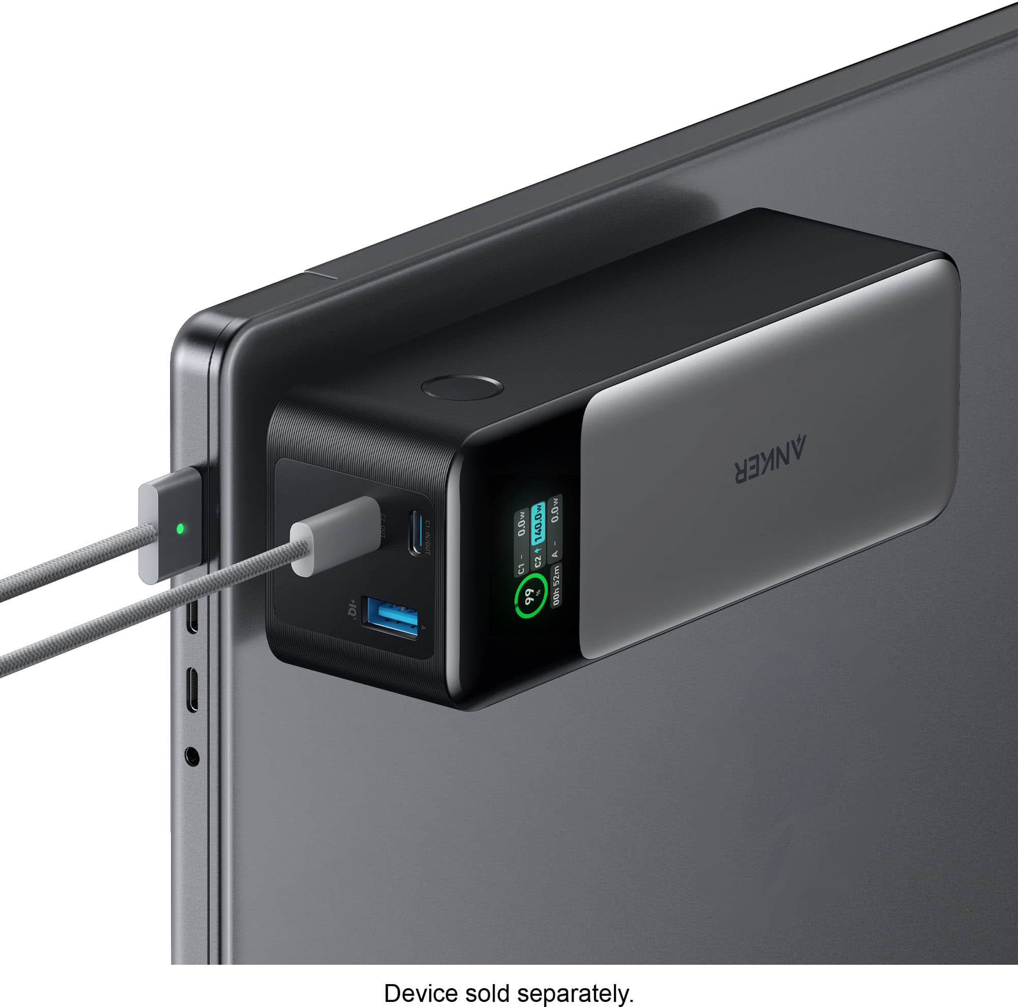 Alt View 1. Anker - Power Bank (24000mAh, 140W, 3-Port) - Black.