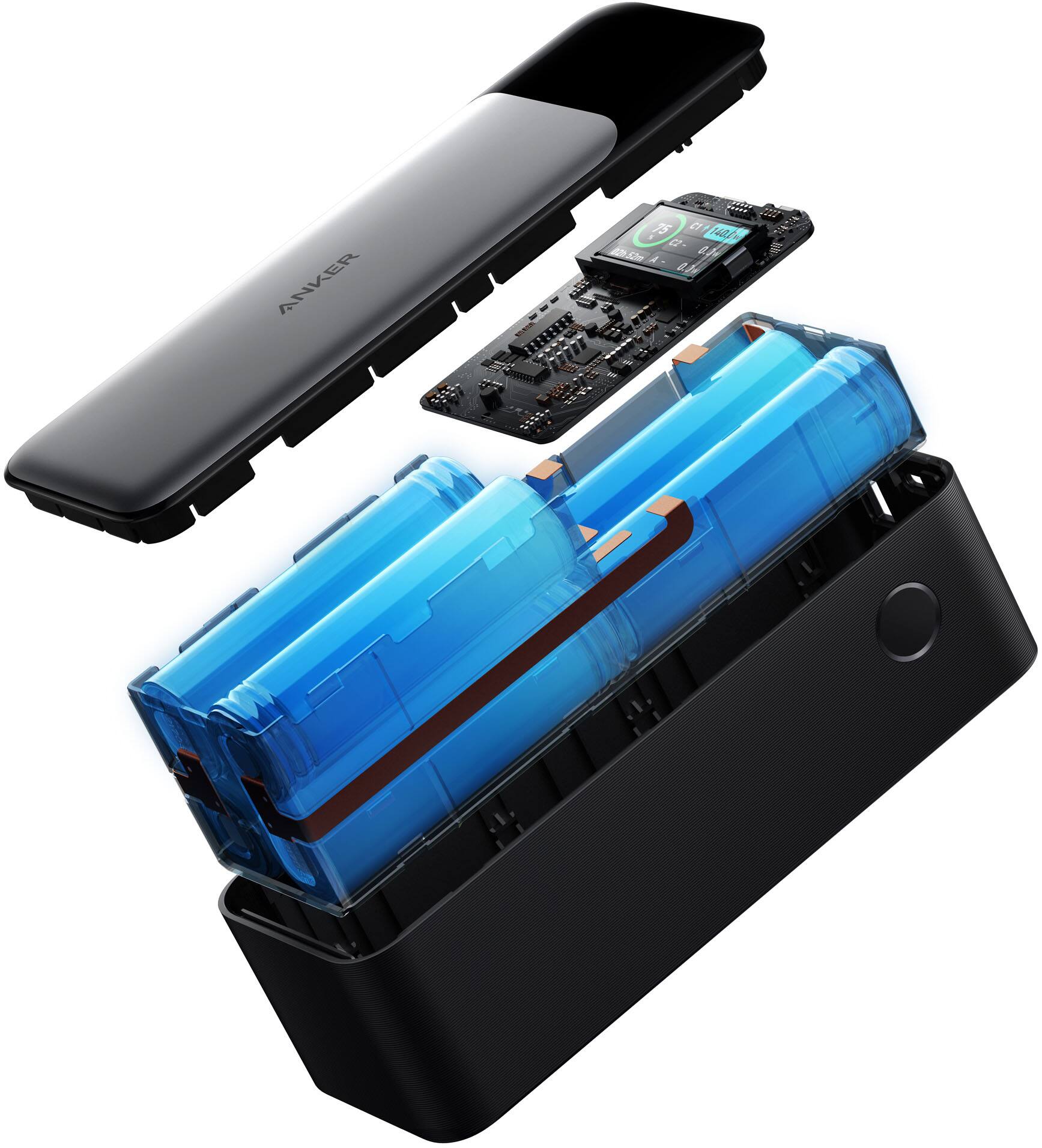 Alt View 3. Anker - Power Bank (24000mAh, 140W, 3-Port) - Black.