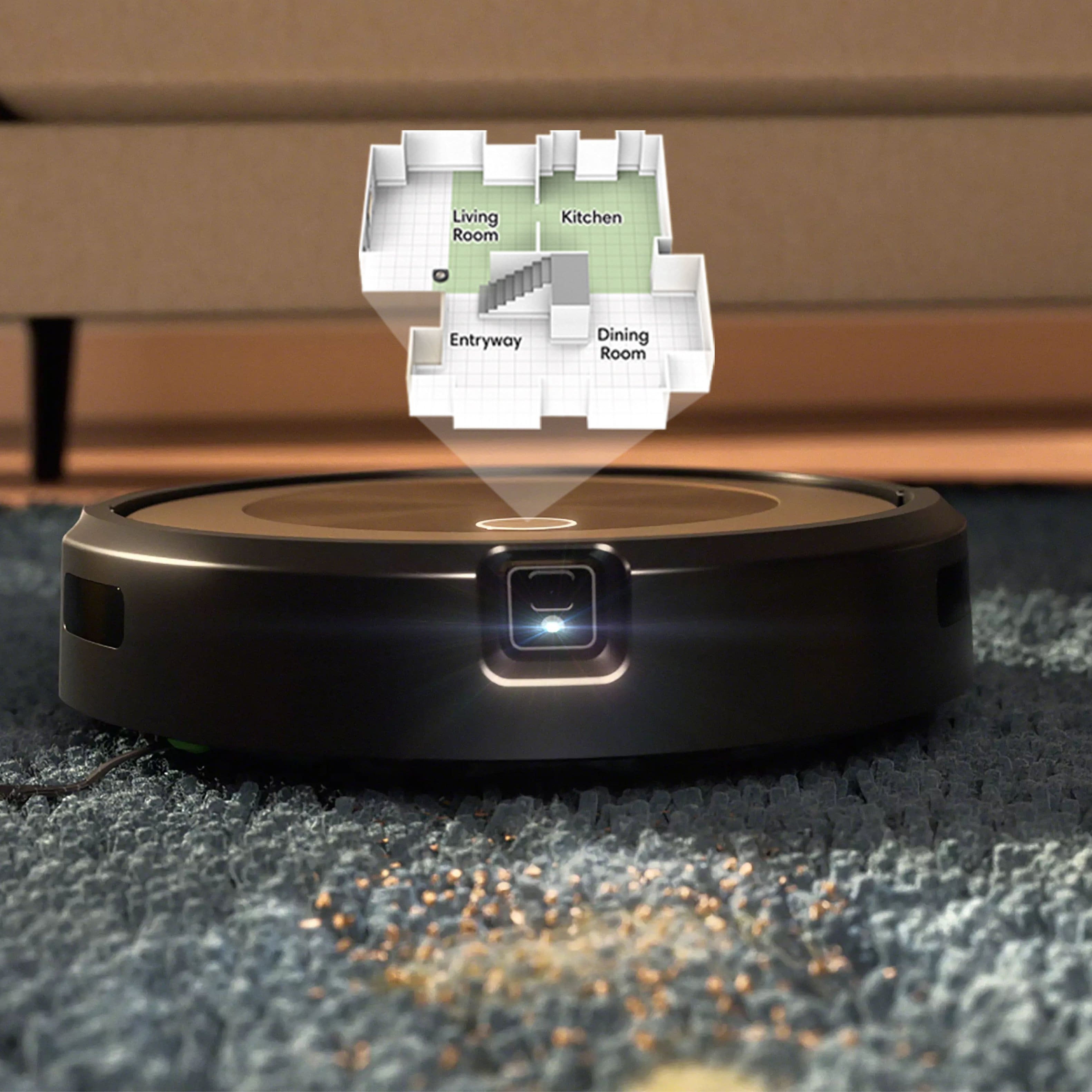 "Alexa, tell Roomba to vacuum in front of the counter." - "Clean where you tell it to clean."