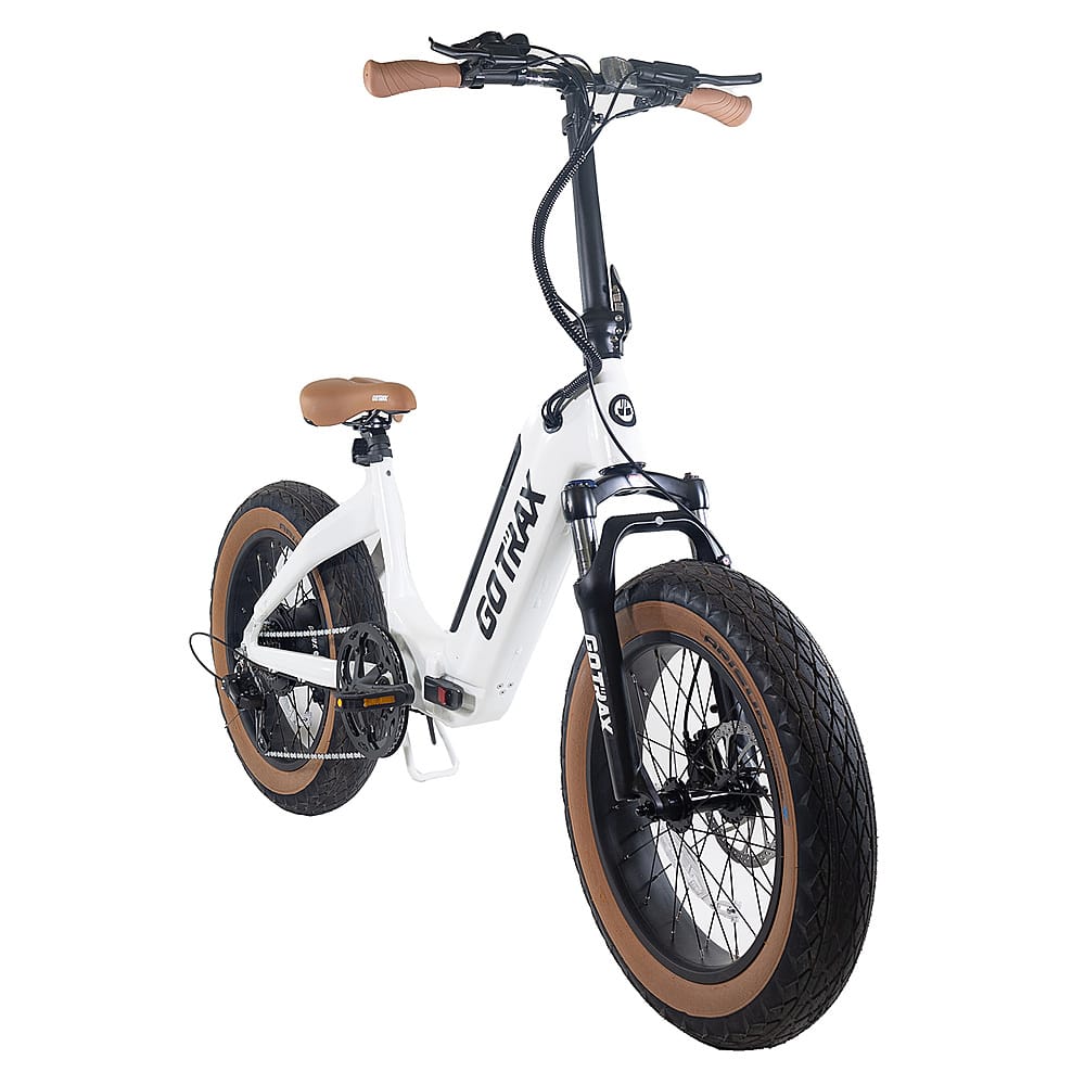 Angle View: GoTrax - F5 Foldable Ebike w/ 45 mile Max Operatomg Range and 20 MPH Max Speed - White Gum