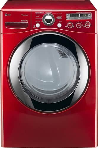 Front Standard. LG - SteamDryer 7.3 Cu. Ft. 9-Cycle Ultra-Large Capacity Steam Gas Dryer - Wild Cherry Red.