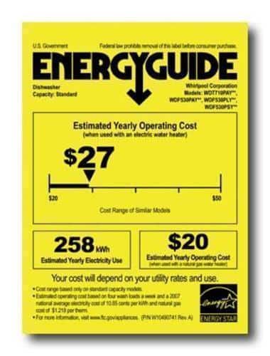 Energy Guide. Whirlpool - Gold 24" Tall Tub Built-In Dishwasher - White.