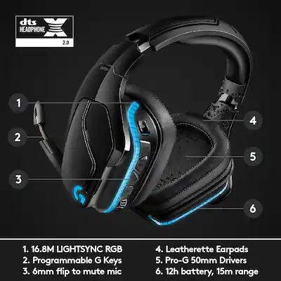 Logitech G935 Wireless Over-the-Ear Gaming Headset for PC Black/Blue