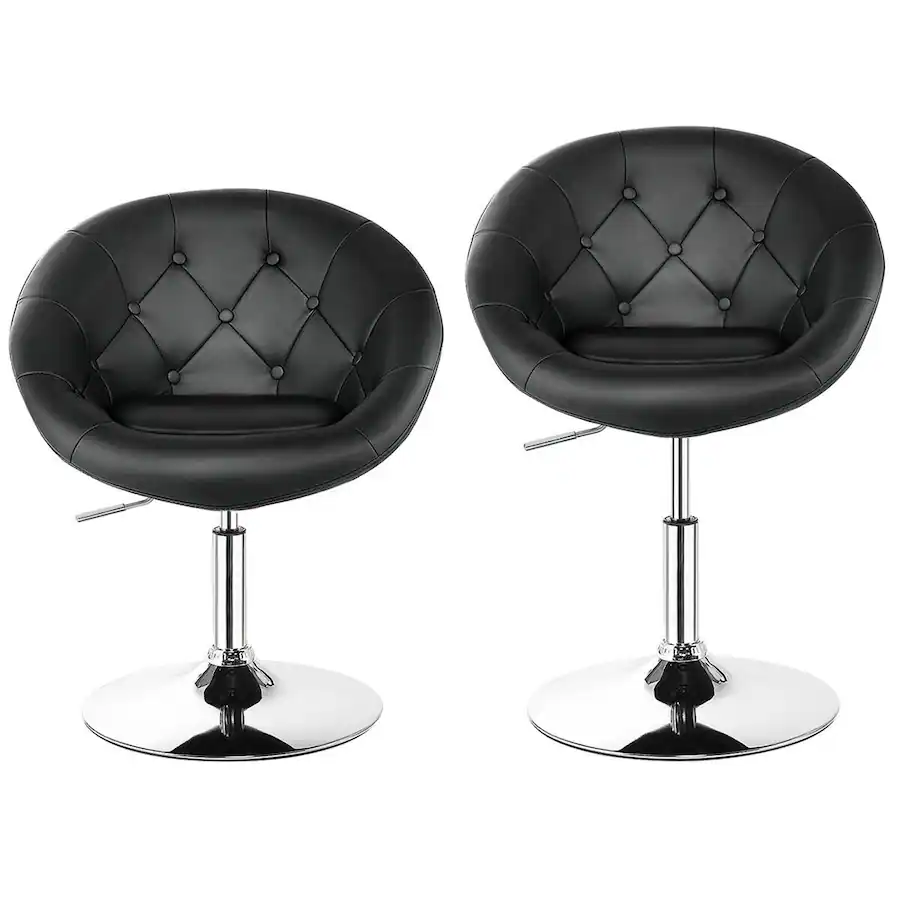 Costway Set of 2 Swivel Bar Stools Height Adjustable Round Tufted Back ...