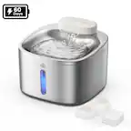 Front. Oneisall - 3.5L 118oz Cordless Automatic Pet Water Fountain For Dog Cat Quiet with Motion Sensor BPA Free 3 Filters - Stainless Steel.
