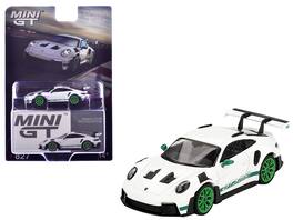 Mini GT - Porsche 911 (992) GT3 RS White with Green Stripes and Wheels "Tribute to Carrera RS Package" Limited Edition 1/64 - White, Green