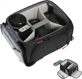 TARION - ShellCore Camera Insert Bag: 7.5L Padded DSLR Organizer with Side Access and Back Open for Camera & 5 Lenses - S - Black