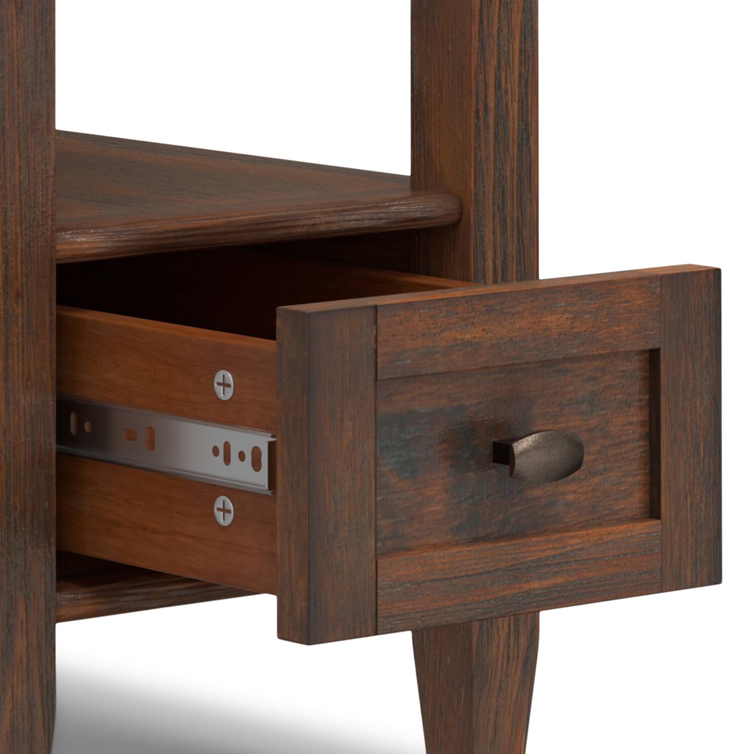 Alt View 14. Simpli Home - Warm Shaker Narrow Side Table - Distressed Charcoal Brown.