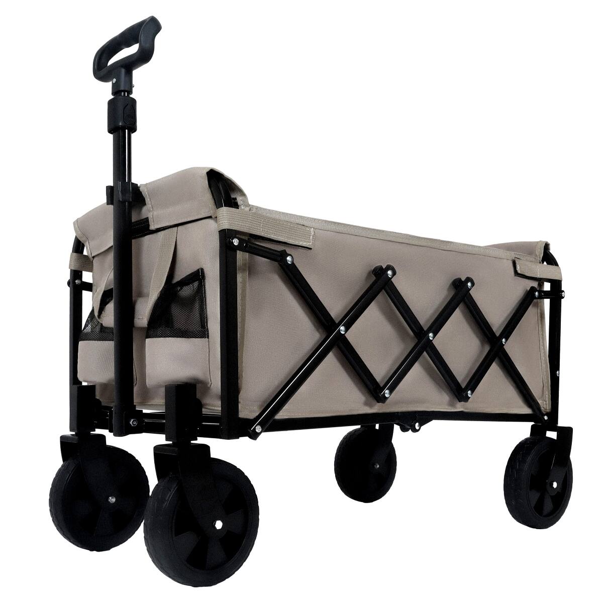 Angle. Loheer - Loheer Collapsible Utility Wagon with Dual Layer Storage Pocket and Steel Frame for Camping Gardening and Shopping.
