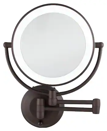 Left. Zadro - Round LED-Lighted Wall Mirror - Bronze.