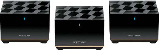Front Zoom. NETGEAR - Nighthawk AXE5700 Tri-Band Mesh Wi-Fi System (3-Pack) - Black.