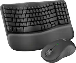 Logitech - Wave Keys MK670 Combo Ergonomic Wireless Membrane Keyboard and Mouse Bundle for PC/Mac with Integrated Palm-rest - Graphite