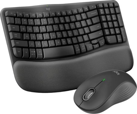 Logitech - Wave Keys MK670 Combo Ergonomic Wireless Keyboard and Mouse Bundle for Windows/Mac with Integrated Palm-rest - Graphite