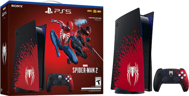 Front. Sony - PlayStation 5 Console – Marvel’s Spider-Man 2 Limited Edition Bundle - Multi. - T (Teen 13+)