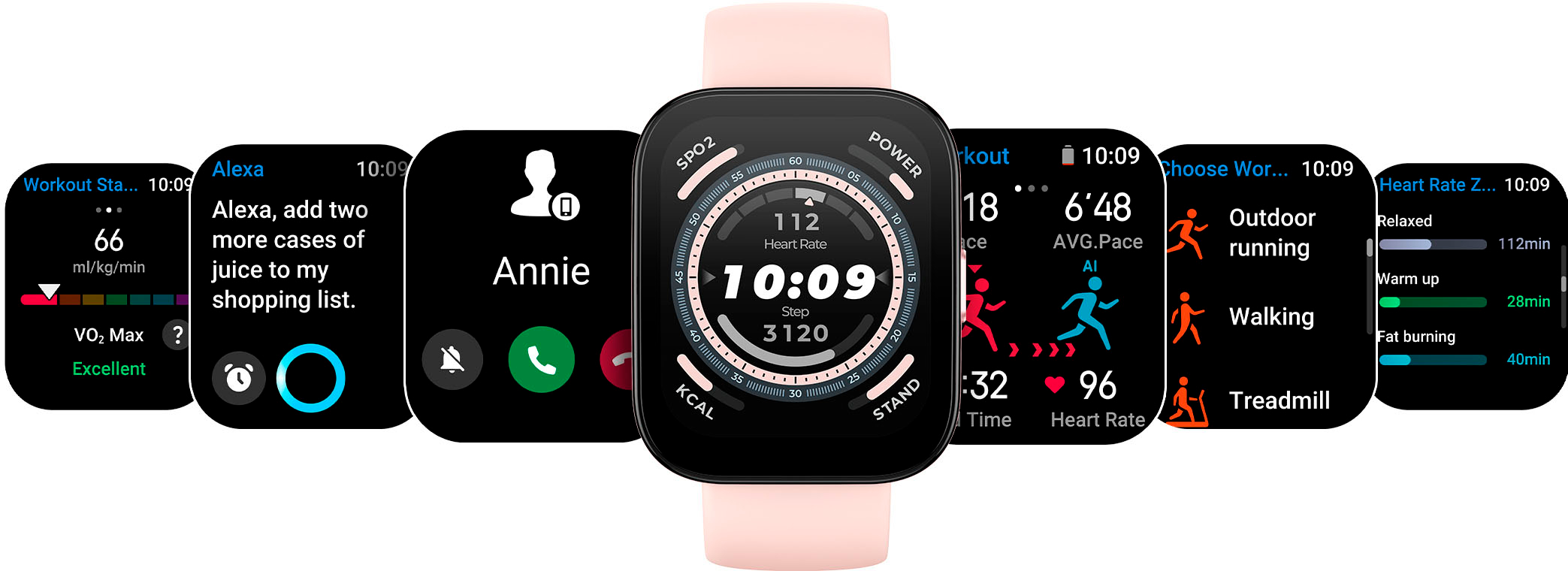 Left View: Amazfit - Bip 5 Smartwatch 49mm Polycarbonate Plastic - Pink