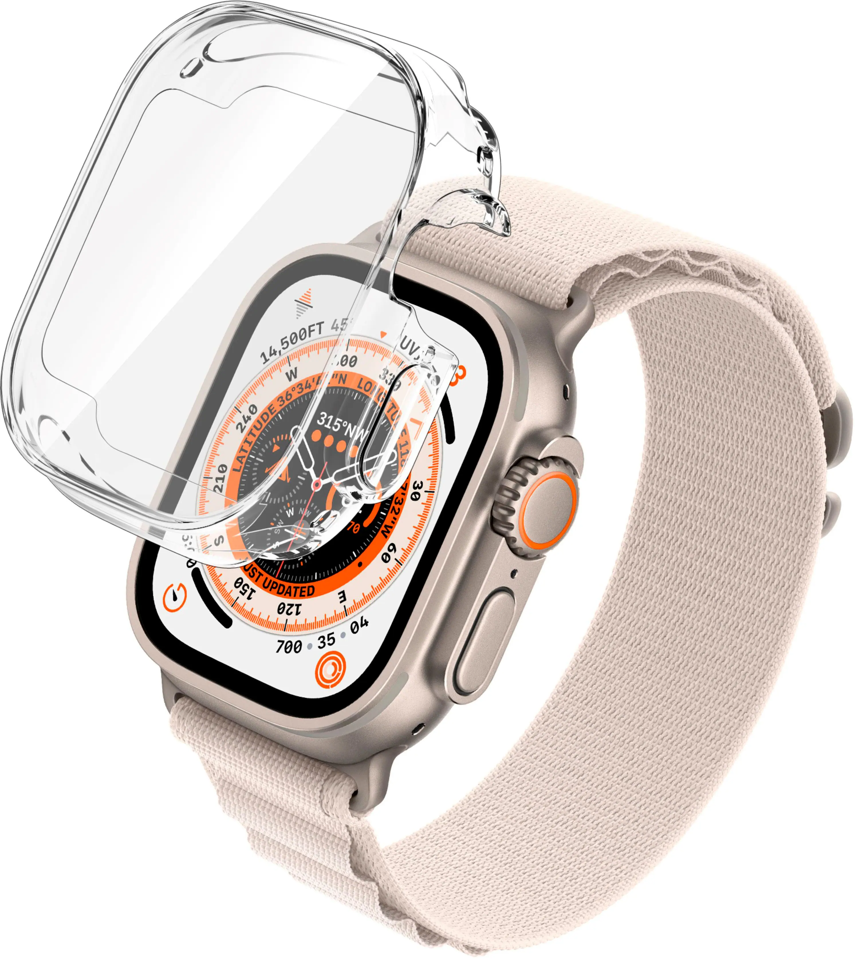 Angle. Raptic - 360X Bumper with Built-In Glass Screen Protection for Apple Watch Ultra 49mm.