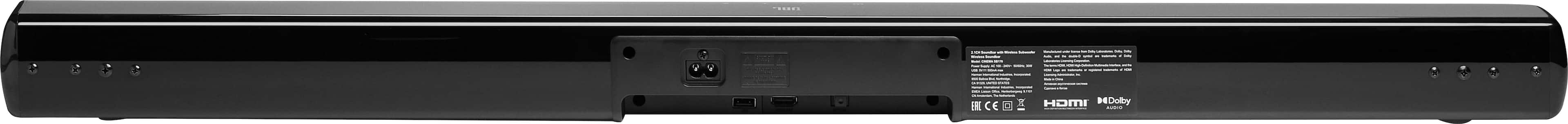 Back. JBL - Cinema SB170 2.1 Channel Soundbar with Wireless Subwoofer - Black.
