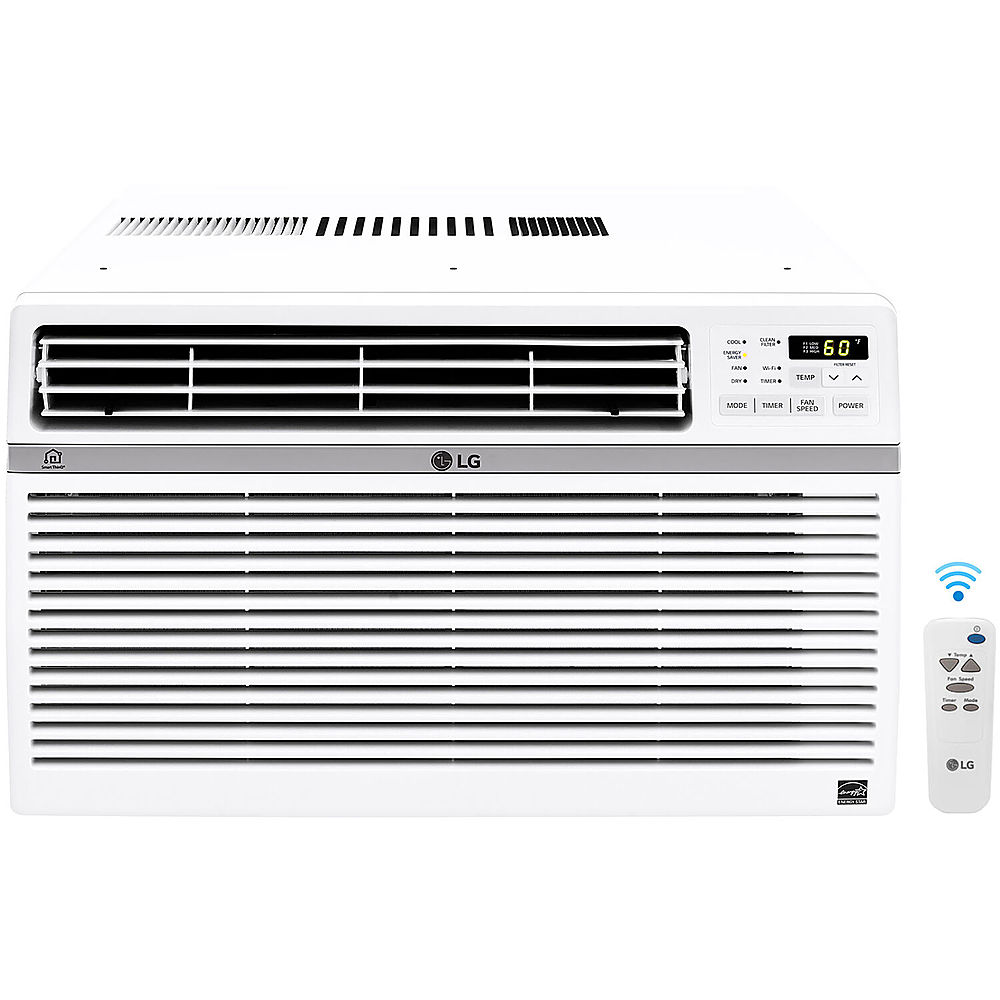 Angle View: LG - 550 Sq. Ft. 12,000 BTU Smart Window Air Conditioner - White